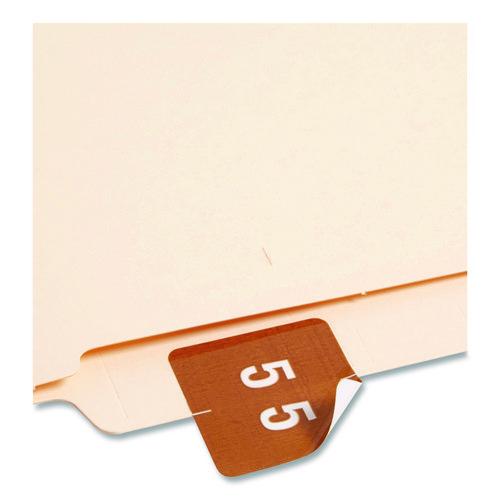 Image of Smead 67425 Numerical End Tab File Folder Labels, 5, 1.5 X 1.5, Brown, 250/roll