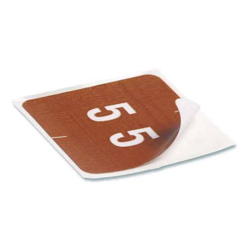 Image of Smead 67425 Numerical End Tab File Folder Labels, 5, 1.5 X 1.5, Brown, 250/roll