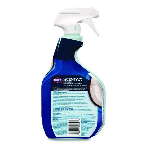 Image of Clorox® 60521CT Scentiva Disinfecting Multi-Surface Cleaner, Bleach Free, Coconut and Waterlily, 32 oz Spray Bottle, 9/Carton
