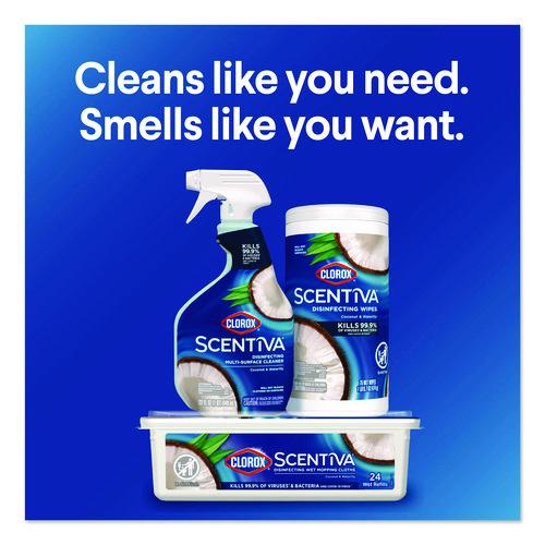 Image of Clorox® 60521CT Scentiva Disinfecting Multi-Surface Cleaner, Bleach Free, Coconut and Waterlily, 32 oz Spray Bottle, 9/Carton