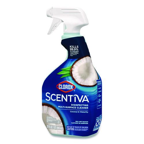 Image of Clorox® 60521CT Scentiva Disinfecting Multi-Surface Cleaner, Bleach Free, Coconut and Waterlily, 32 oz Spray Bottle, 9/Carton