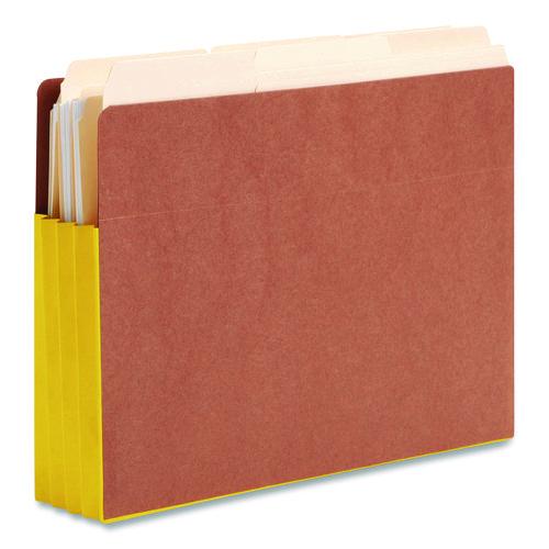 Image of Smead 73688 Redrope Drop-Front End Tab File Pockets, Fully Lined 6.5" High Gussets, 3.5" Expansion, Letter Size, Redrope/Yellow, 10/Box