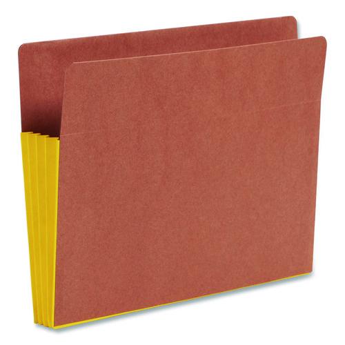 Image of Smead 73688 Redrope Drop-Front End Tab File Pockets, Fully Lined 6.5" High Gussets, 3.5" Expansion, Letter Size, Redrope/Yellow, 10/Box