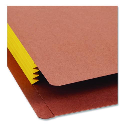Image of Smead 73688 Redrope Drop-Front End Tab File Pockets, Fully Lined 6.5" High Gussets, 3.5" Expansion, Letter Size, Redrope/Yellow, 10/Box