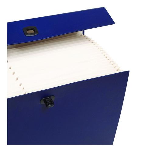 Image of Smead Expanding File Box, 16.63" Expansion, 19 Sections, Twist-Lock Latch Closure, 2/5-Cut Tabs, Legal Size, Blue