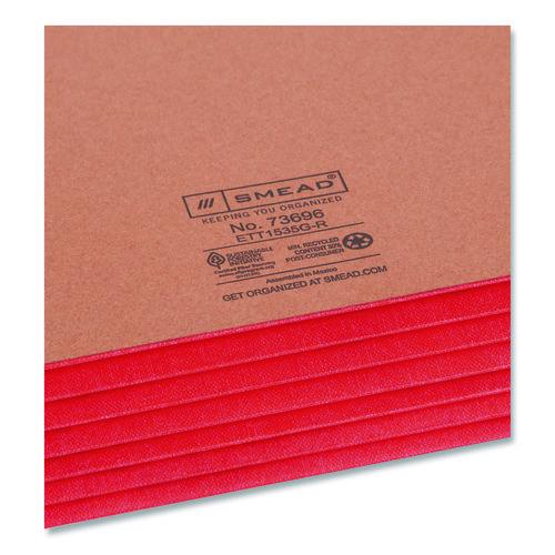 Image of Smead 73696 Redrope Drop-Front End Tab File Pockets, Fully Lined 6.5" High Gussets, 5.25" Expansion, Letter Size, Redrope/Red, 10/Box