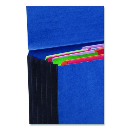 Image of Smead Extra-Wide Expanding Wallets with Elastic Cord, 5.25" Expansion, 1 Section, Elastic Cord Closure, Letter Size, Navy Blue