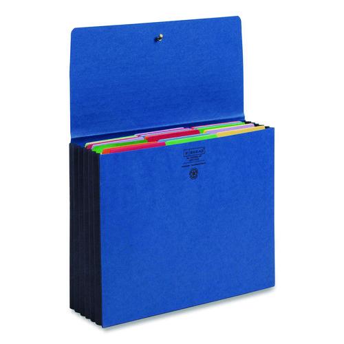 Image of Smead Extra-Wide Expanding Wallets with Elastic Cord, 5.25" Expansion, 1 Section, Elastic Cord Closure, Letter Size, Navy Blue