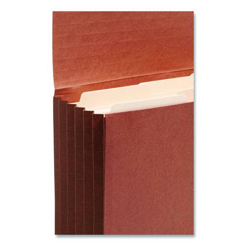 Image of Smead Redrope End Tab Wallets, 5.25" Expansion, 1 Section, Elastic Cord Closure, Straight Tabs, Letter Size, Redrope, 10/Box