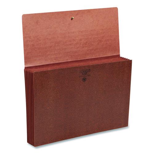 Image of Smead Classic Expanding Partition Wallet with Tear Resistant Gusset/Elastic Cord, 5.25" Exp, 6 Section, Legal Size, Redrope, 10/Box
