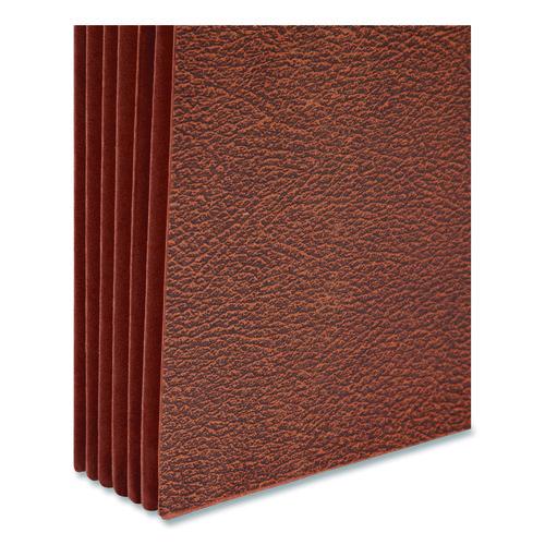 Image of Smead Classic Expanding Partition Wallet with Tear Resistant Gusset/Elastic Cord, 5.25" Exp, 6 Section, Legal Size, Redrope, 10/Box