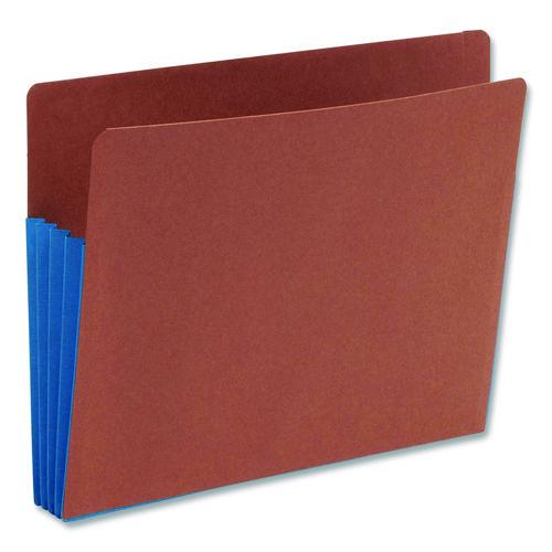 Image of Smead Redrope Drop-Front End Tab File Pockets, Fully Lined 6.5" High Gussets, 3.5" Expansion, Letter Size, Redrope/Blue, 10/Box
