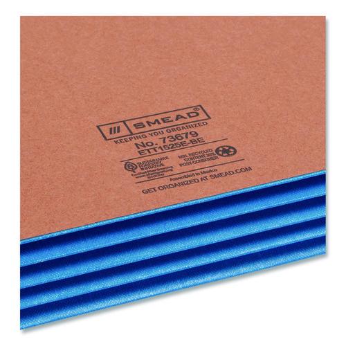 Image of Smead Redrope Drop-Front End Tab File Pockets, Fully Lined 6.5" High Gussets, 3.5" Expansion, Letter Size, Redrope/Blue, 10/Box