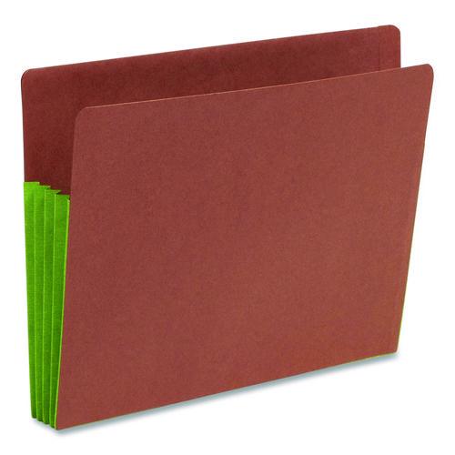 Image of Smead 73680 Redrope Drop-Front End Tab File Pockets, Fully Lined 6.5" High Gussets, 3.5" Expansion, Letter Size, Redrope/Green, 10/Box