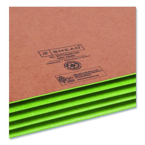 Image of Smead 73680 Redrope Drop-Front End Tab File Pockets, Fully Lined 6.5" High Gussets, 3.5" Expansion, Letter Size, Redrope/Green, 10/Box