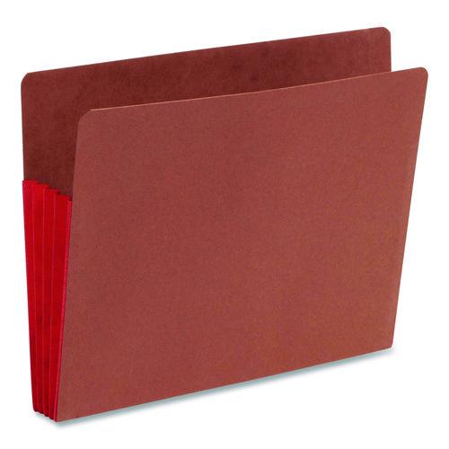 Image of Smead 73686 Redrope Drop-Front End Tab File Pockets, Fully Lined 6.5" High Gussets, 3.5" Expansion, Letter Size, Redrope/Red, 10/Box