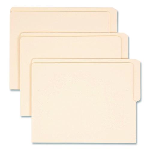 Image of Smead 24127 Heavyweight Manila End Tab Folders, 9" High Front, 1/2-Cut Tabs: Top, Letter Size, 0.75" Expansion, Manila, 100/Box