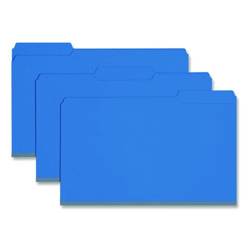 Image of Smead Expanding Recycled Heavy Pressboard Folders, 1/3-Cut Tabs: Assorted, Legal Size, 1" Expansion, Dark Blue, 25/Box