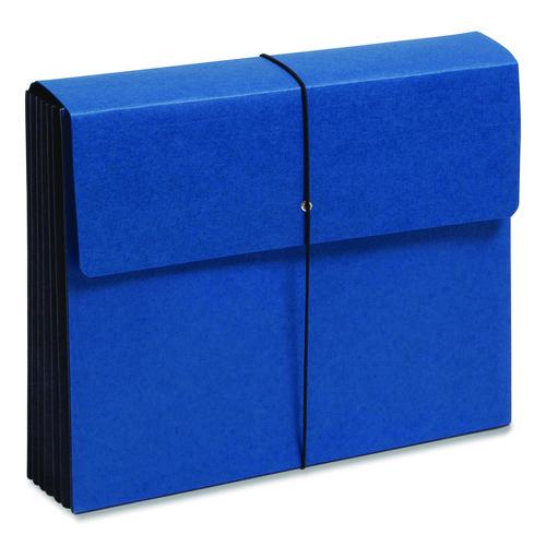 Image of Smead Extra-Wide Expanding Wallets with Elastic Cord, 5.25" Expansion, 1 Section, Elastic Cord Closure, Letter Size, Navy Blue
