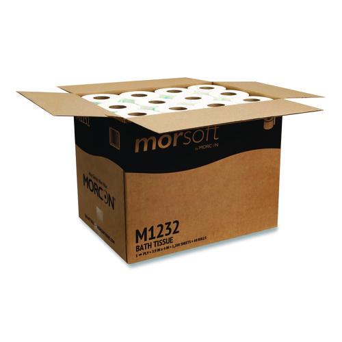 Image of Morcon Tissue M1232 Morsoft Controlled Bath Tissue, Septic Safe, 1-Ply, White, 1,200 Sheets/Roll, 48 Rolls/Carton