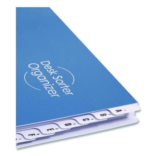 Image of Smead 89237 Deluxe Expandable Indexed Desk File/Sorter, Reinforced Tabs, 20 Dividers, Alpha/Numeric Index, Legal Size, Dark Blue Cover