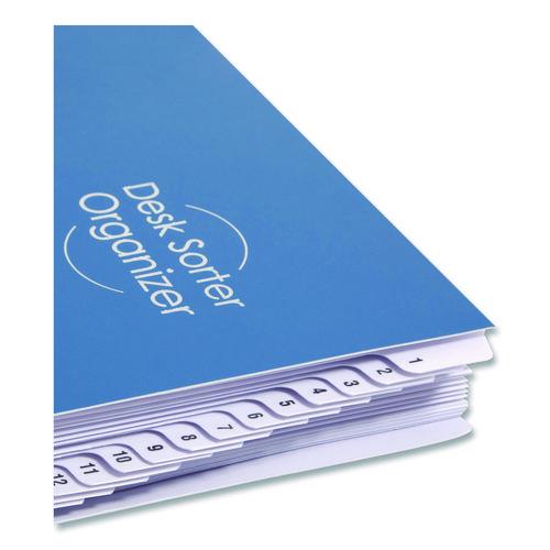 Image of Smead 89294 Deluxe Expandable Indexed Desk File/Sorter, 31 Dividers, Date Index, Letter Size, Dark Blue Cover