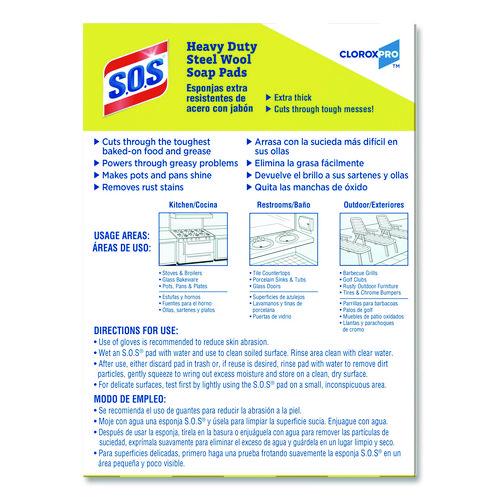 Image of S.O.S.® 88320 Steel Wool Soap Pads, 2.4 x 3, Steel, 15 Pads/Box, 12 Boxes/Carton