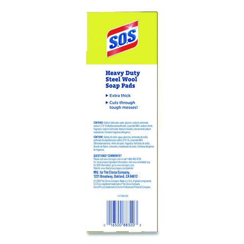 Image of S.O.S.® 88320 Steel Wool Soap Pads, 2.4 x 3, Steel, 15 Pads/Box, 12 Boxes/Carton