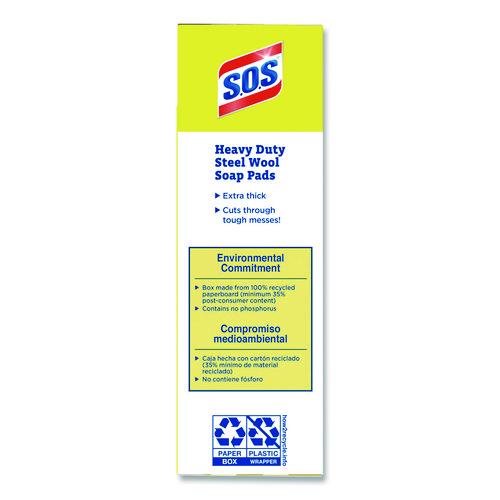 Image of S.O.S.® 88320 Steel Wool Soap Pads, 2.4 x 3, Steel, 15 Pads/Box, 12 Boxes/Carton
