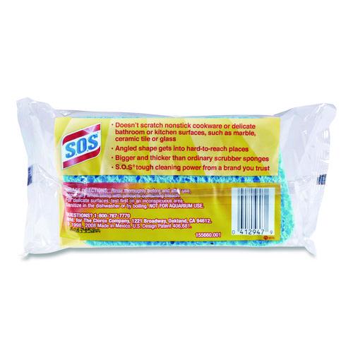 Image of S.O.S.® 91017 All Surface Scrubber Sponge, 2.5 x 4.5, 0.9" Thick, Dark Blue/Light Blue, 12/Carton