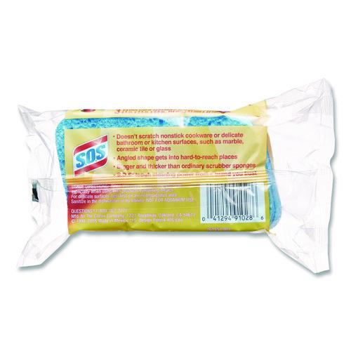 Image of S.O.S.® COX91028CT All Surface Scrubber Sponge, 2.5 x 4.5, 0.9" Thick, Dark Blue/Light Blue, 3/Pack, 8 Packs/Carton