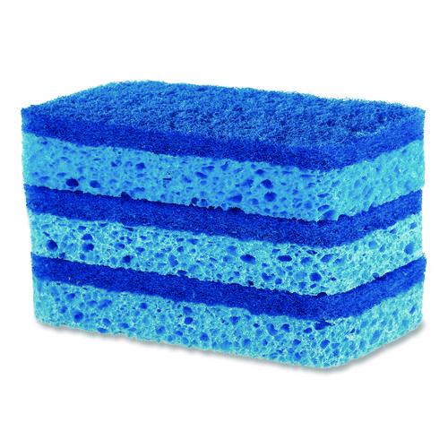 Image of S.O.S.® COX91028CT All Surface Scrubber Sponge, 2.5 x 4.5, 0.9" Thick, Dark Blue/Light Blue, 3/Pack, 8 Packs/Carton