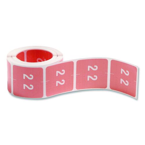 Image of Smead 67422 Numerical End Tab File Folder Labels, 2, 1.5 X 1.5, Pink, 250/roll