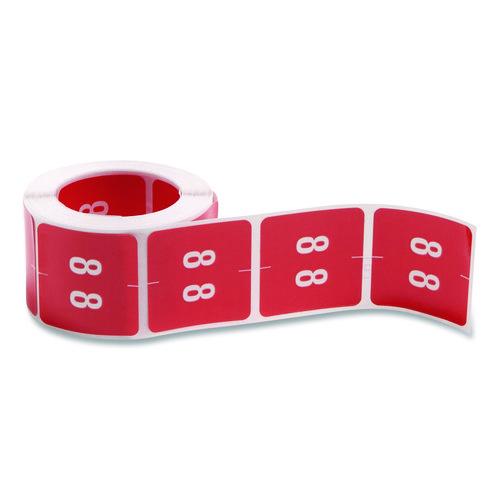 Image of Smead Numerical End Tab File Folder Labels, 8, 1.5 X 1.5, Red, 250/roll