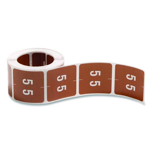 Image of Smead 67425 Numerical End Tab File Folder Labels, 5, 1.5 X 1.5, Brown, 250/roll