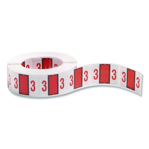 Image of Smead 67373 Numerical End Tab File Folder Labels, 3, 1 X 1.25, White, 500/roll