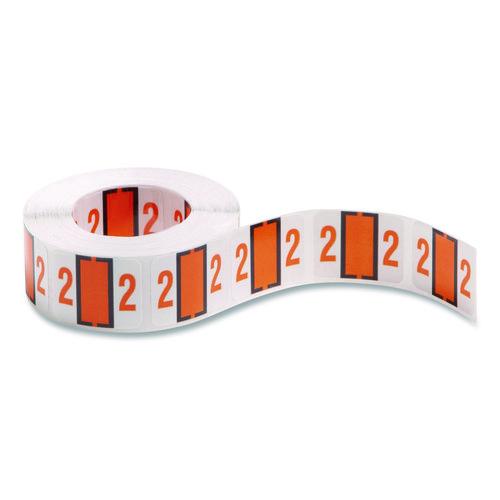 Image of Smead 67372 Numerical End Tab File Folder Labels, 2, 1 X 1.25, White, 500/roll
