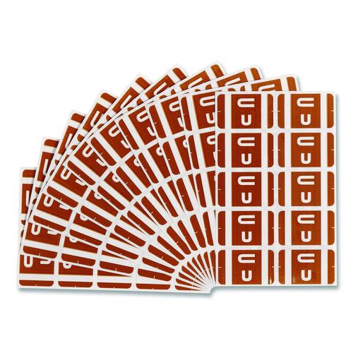 Image of Smead 67191 Alphaz Color-Coded Second Letter Alphabetical Labels, U, 1 X 1.63, Dark Brown, 10/sheet, 10 Sheets/pack