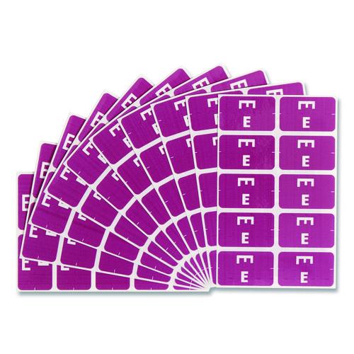 Image of Smead 67175 Alphaz Color-Coded Second Letter Alphabetical Labels, E, 1 X 1.63, Purple, 10/sheet, 10 Sheets/pack