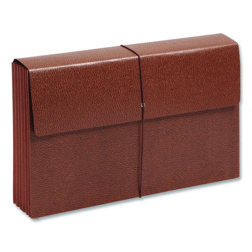 Image of Smead Classic Expanding Partition Wallet with Tear Resistant Gusset/Elastic Cord, 5.25" Exp, 6 Section, Legal Size, Redrope, 10/Box
