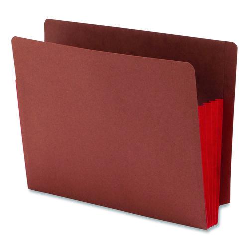 Image of Smead 73686 Redrope Drop-Front End Tab File Pockets, Fully Lined 6.5" High Gussets, 3.5" Expansion, Letter Size, Redrope/Red, 10/Box