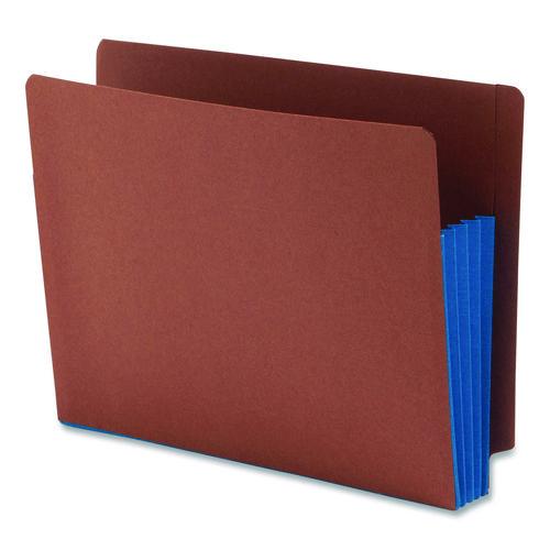 Image of Smead Redrope Drop-Front End Tab File Pockets, Fully Lined 6.5" High Gussets, 3.5" Expansion, Letter Size, Redrope/Blue, 10/Box
