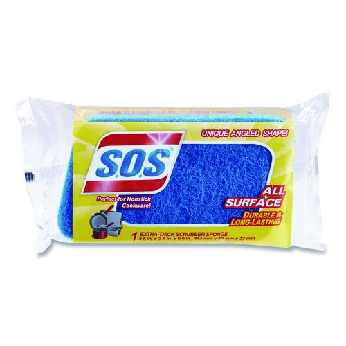 Image of S.O.S.® 91017 All Surface Scrubber Sponge, 2.5 x 4.5, 0.9" Thick, Dark Blue/Light Blue, 12/Carton