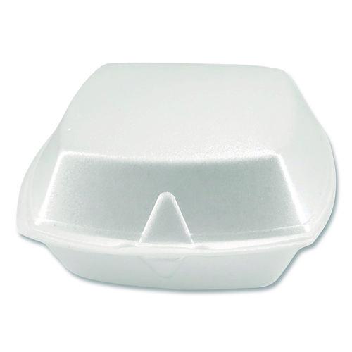 Image of Plastifar 12175 Foam Hinged Lid Containers, 6 x 6 x 3, White, Foam, 500/Carton