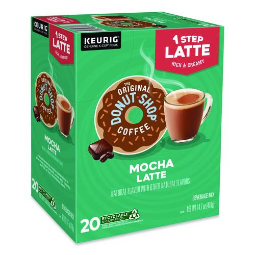 Image of The Original Donut Shop® 5000341535 Mocha One Step Latte K-Cup, Vanilla, 20/Box