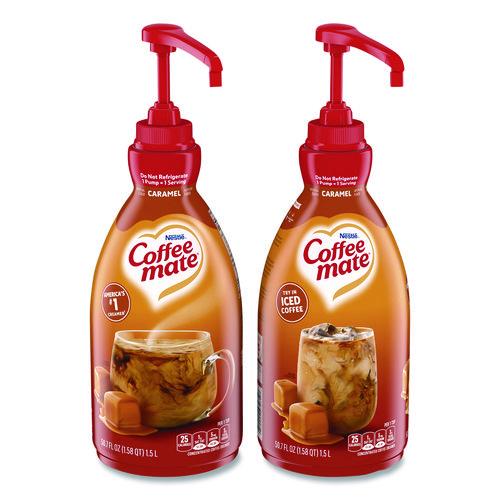 Image of Coffee mate® 12536266 Liquid Creamer Pump Bottle, Caramel, 50.7 oz Pump Bottle, 2/Carton