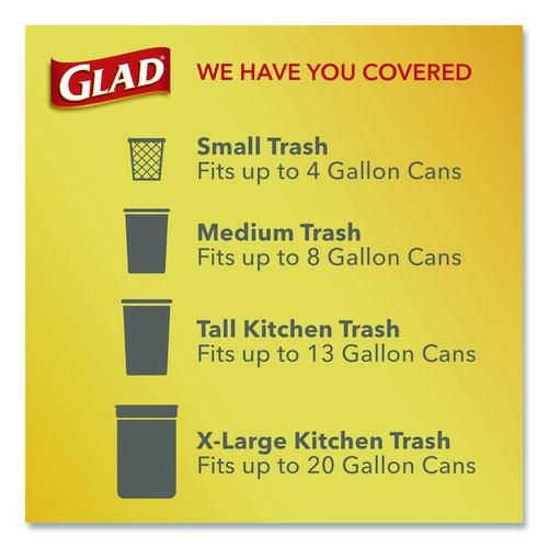 Image of Glad® 79274 OdorShield Small Drawstring Trash Bags, 4 gal, Cherry Blossom Scent, 0.5 mil, 18" x 17", Pink, 34/Box
