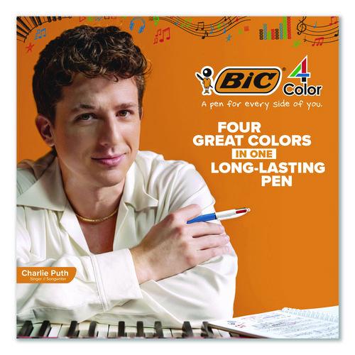 Image of BIC® MM11-AST 4-Color Multi-Color Ballpoint Pen, Retractable, Medium 1 mm, Black/Blue/Green/Red Ink, Blue/White Barrel, 12/Box