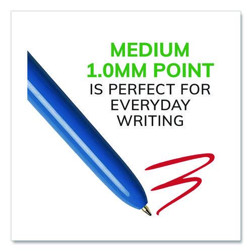 Image of BIC® MM11-AST 4-Color Multi-Color Ballpoint Pen, Retractable, Medium 1 mm, Black/Blue/Green/Red Ink, Blue/White Barrel, 12/Box