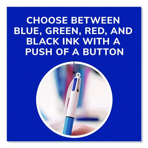Image of BIC® MM11-AST 4-Color Multi-Color Ballpoint Pen, Retractable, Medium 1 mm, Black/Blue/Green/Red Ink, Blue/White Barrel, 12/Box
